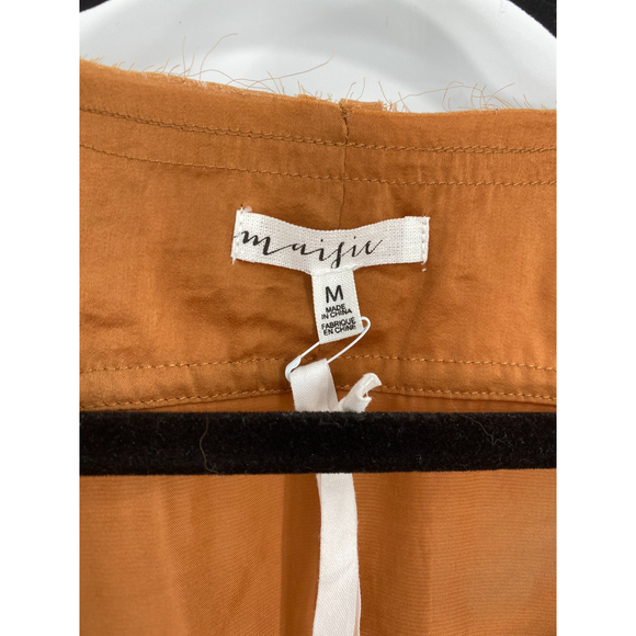 Maisie NWT Short Sleeve Split V Neck Drawstring Waist Tie Blouse Bronze Med New - Picture 4 of 7